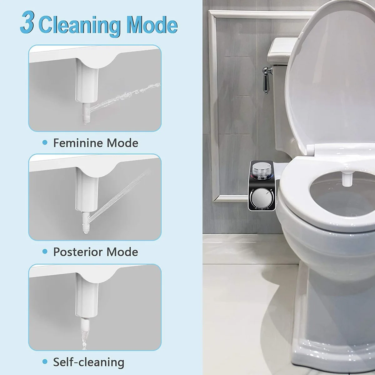 Accesorio para asiento de inodoro de bidé, boquillas dobles autolimpiantes no eléctricas, mezclador de agua fría y caliente, pulverizador de accesorios de baño para mujer - Imagen 25