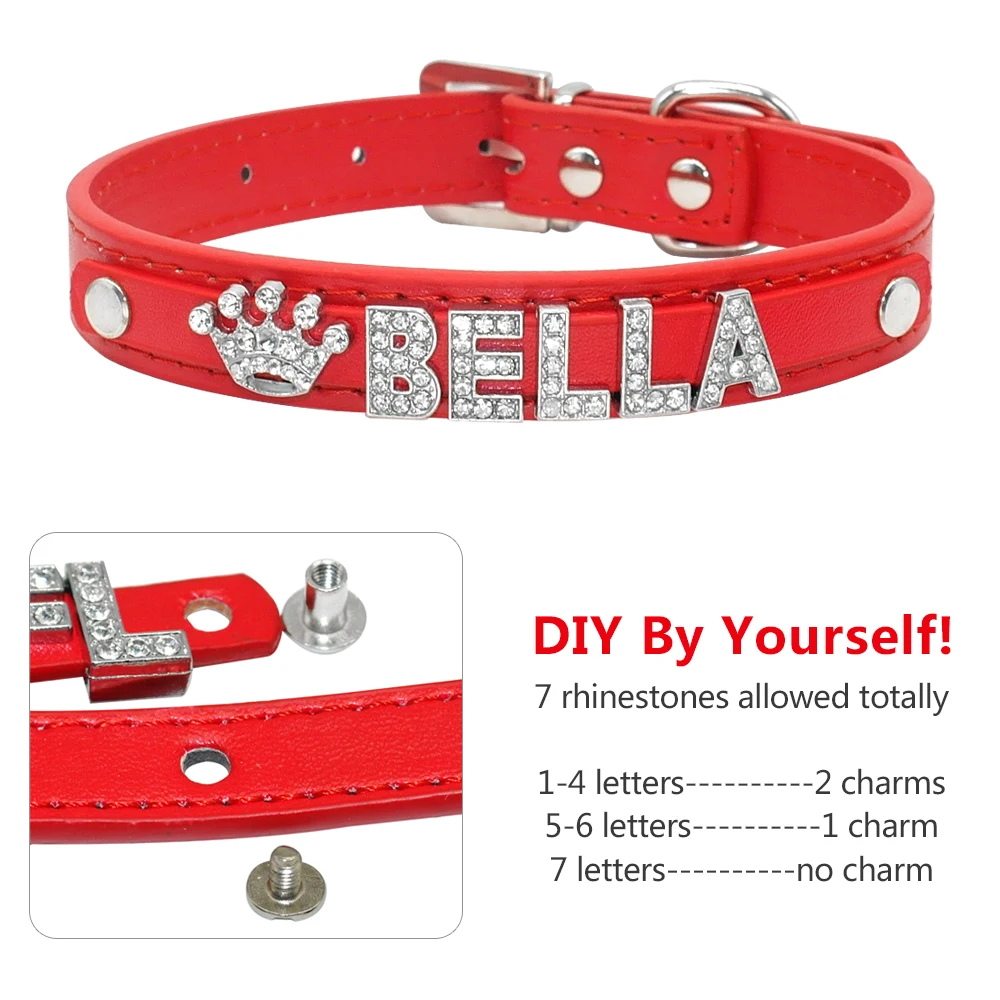 Collares para perros con diamantes de imitación ostentosos, Collar personalizado para perros pequeños, Collar para Chihuahua, dijes con nombre gratis, accesorios para mascotas - Imagen 14