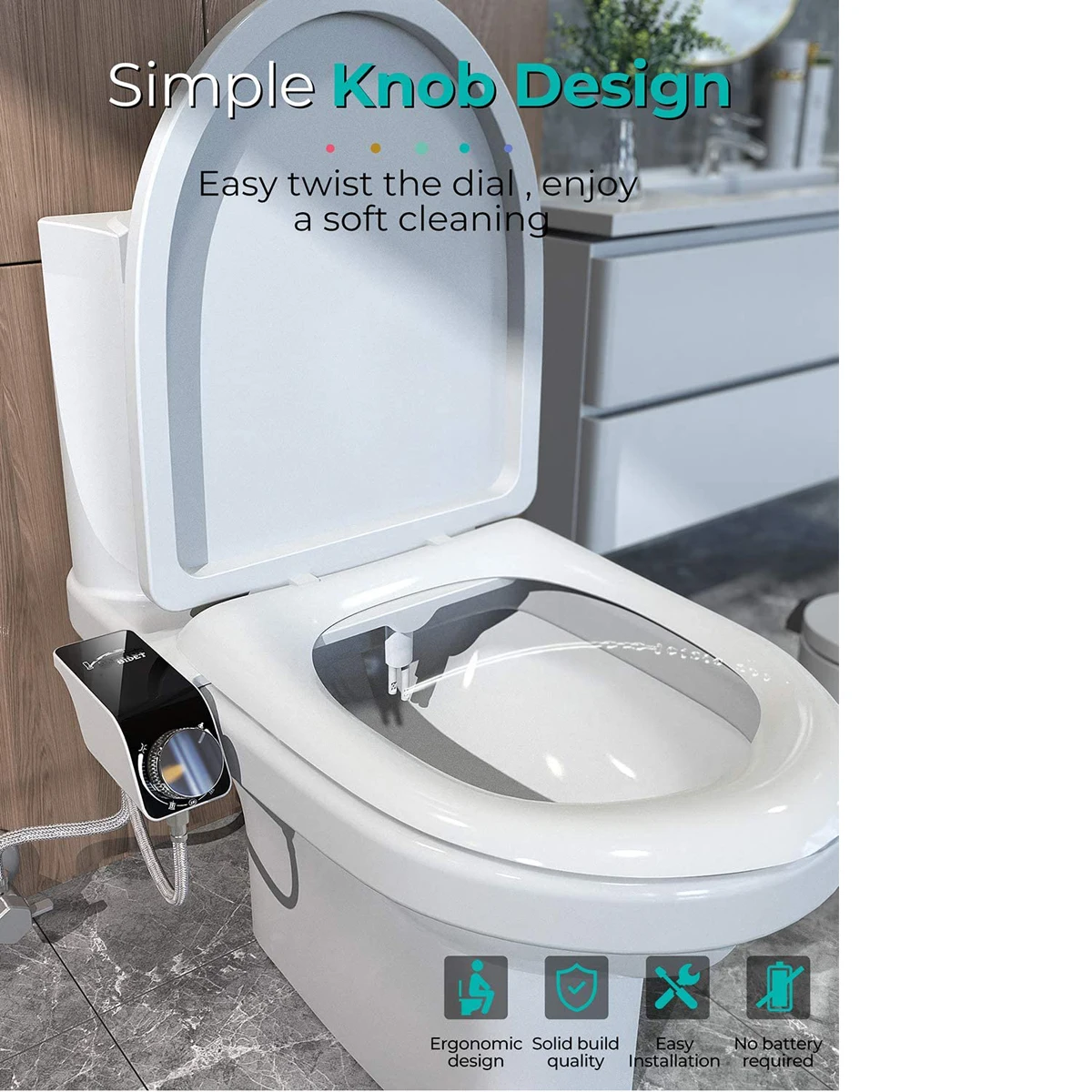 Accesorio para asiento de inodoro de bidé, boquillas dobles autolimpiantes no eléctricas, mezclador de agua fría y caliente, pulverizador de accesorios de baño para mujer - Imagen 20