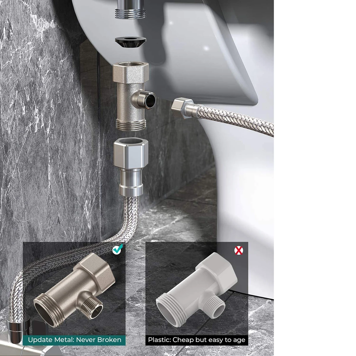 Accesorio para asiento de inodoro de bidé, boquillas dobles autolimpiantes no eléctricas, mezclador de agua fría y caliente, pulverizador de accesorios de baño para mujer - Imagen 15