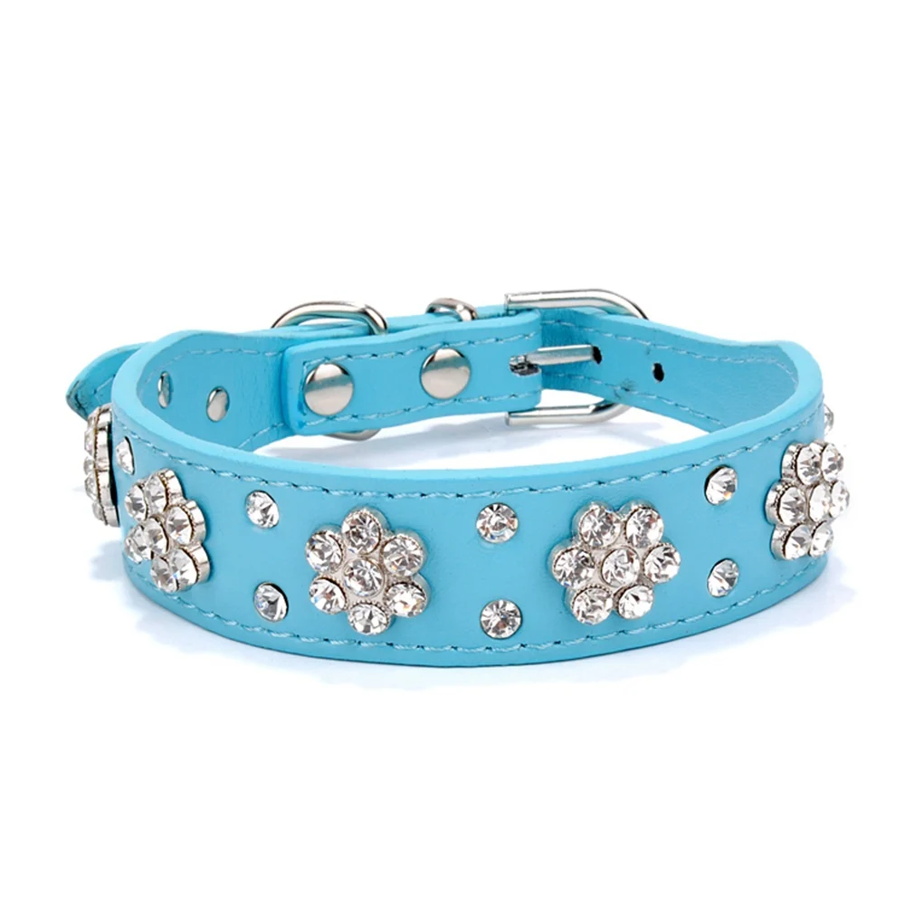Collar de perro de mascota de cuero PU con diamantes de imitación, bonito para perros pequeños y medianos, Chihuahua - Imagen 10