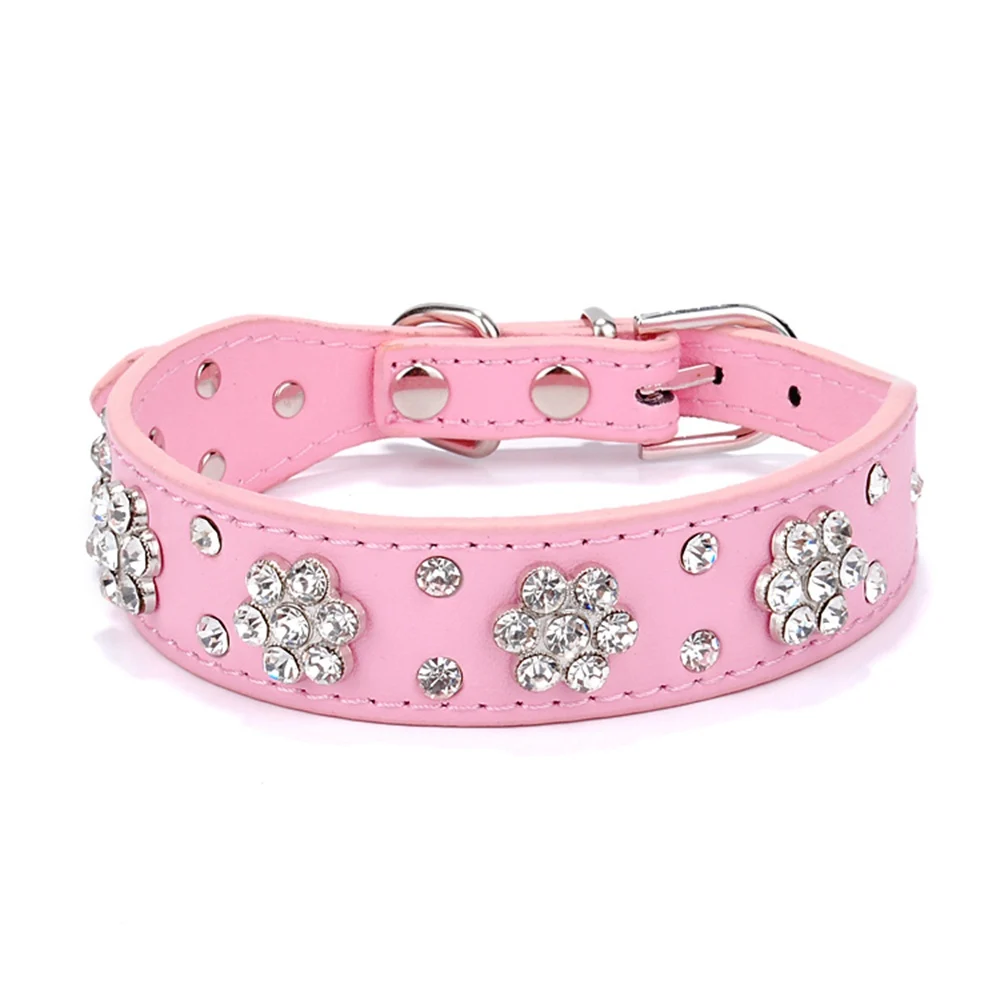Collar de perro de mascota de cuero PU con diamantes de imitación, bonito para perros pequeños y medianos, Chihuahua - Imagen 9