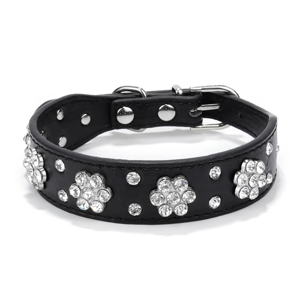 Collar de perro de mascota de cuero PU con diamantes de imitación, bonito para perros pequeños y medianos, Chihuahua - Imagen 8