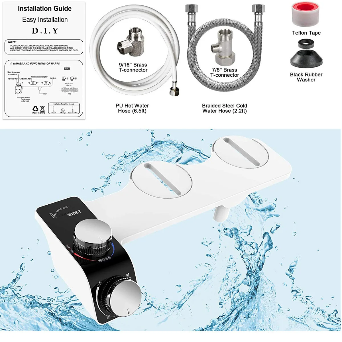 Accesorio para asiento de inodoro de bidé, boquillas dobles autolimpiantes no eléctricas, mezclador de agua fría y caliente, pulverizador de accesorios de baño para mujer - Imagen 22