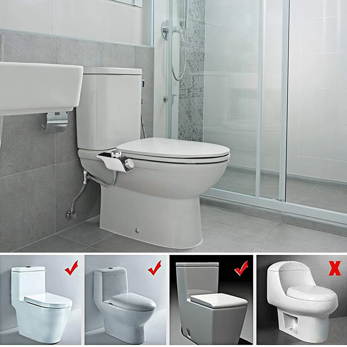 Accesorio para asiento de inodoro de bidé, boquillas dobles autolimpiantes no eléctricas, mezclador de agua fría y caliente, pulverizador de accesorios de baño para mujer - Imagen 28