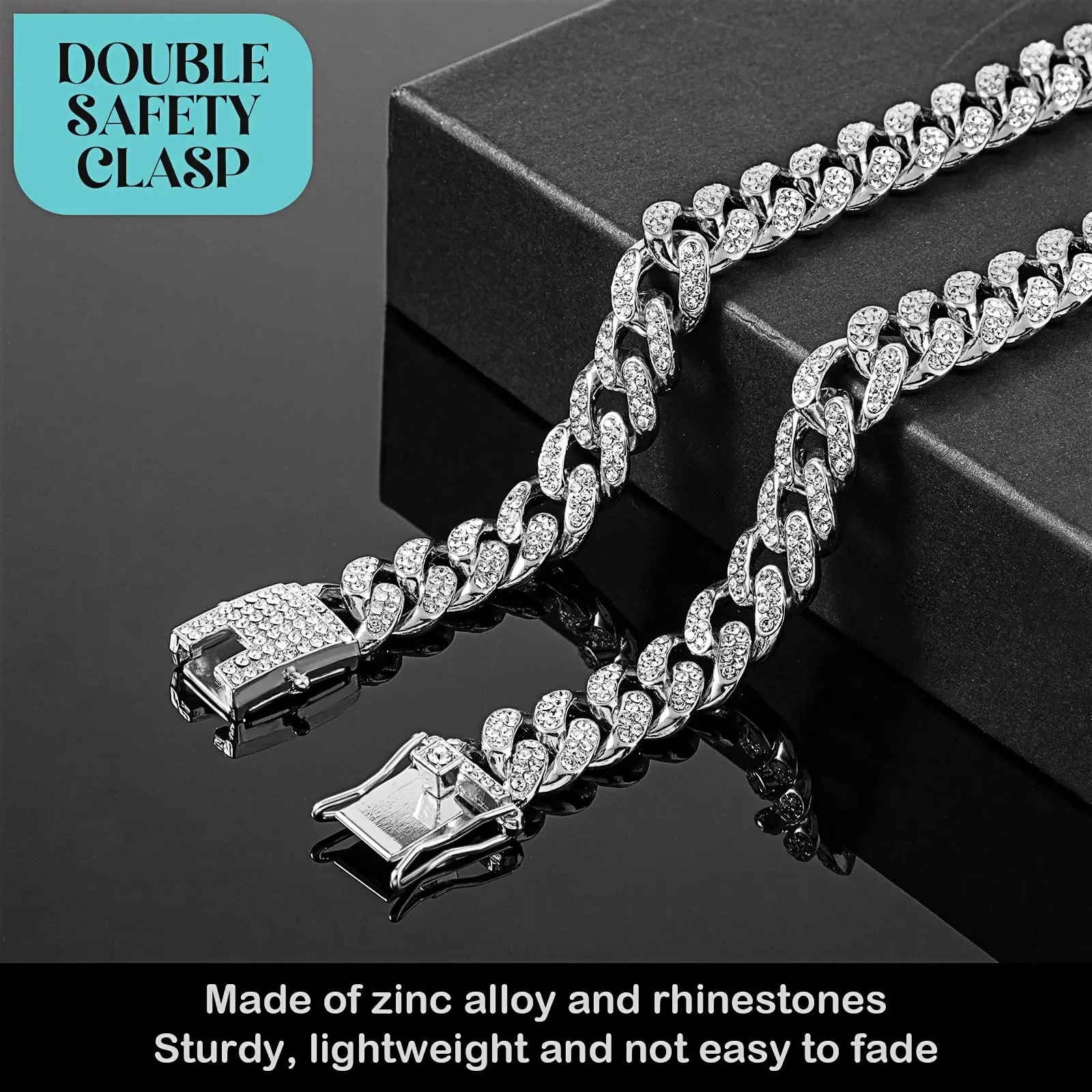 Collar de cadena de perro con diamantes, cadenas cubanas de oro para perros y gatos, joyería ostentosa de 15MM, Collar de lujo - Imagen 6