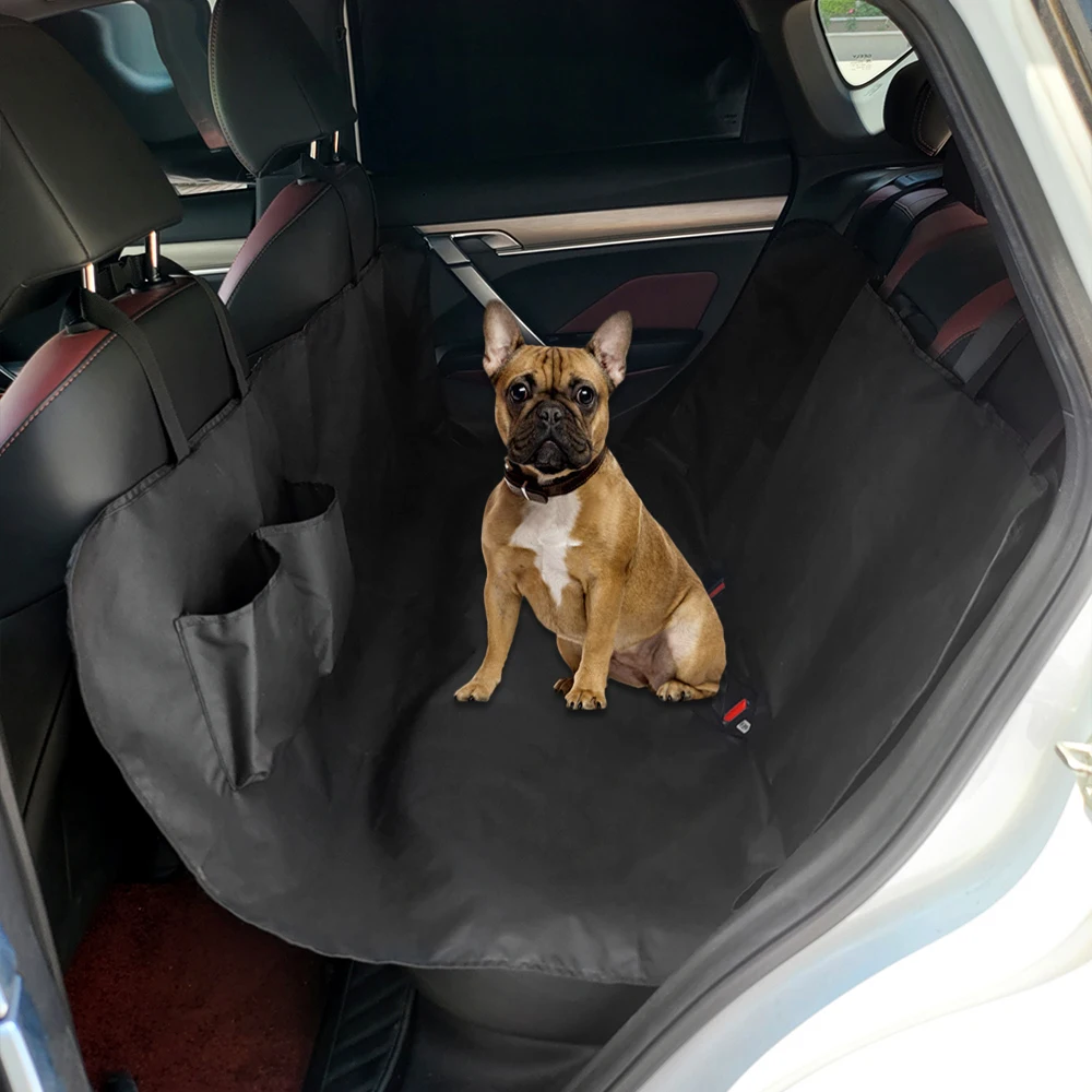 Funda de asiento de coche para perro de tela Oxford 600D, impermeable, para viaje, hamaca, estera protectora para asiento de coche con bolsillo de almacenamiento - Imagen 7