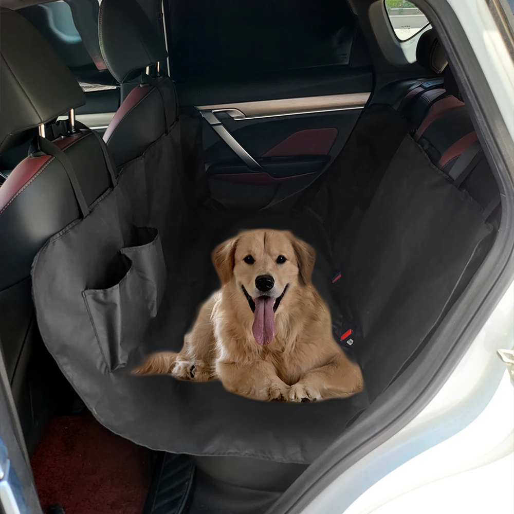 Funda de asiento de coche para perro de tela Oxford 600D, impermeable, para viaje, hamaca, estera protectora para asiento de coche con bolsillo de almacenamiento