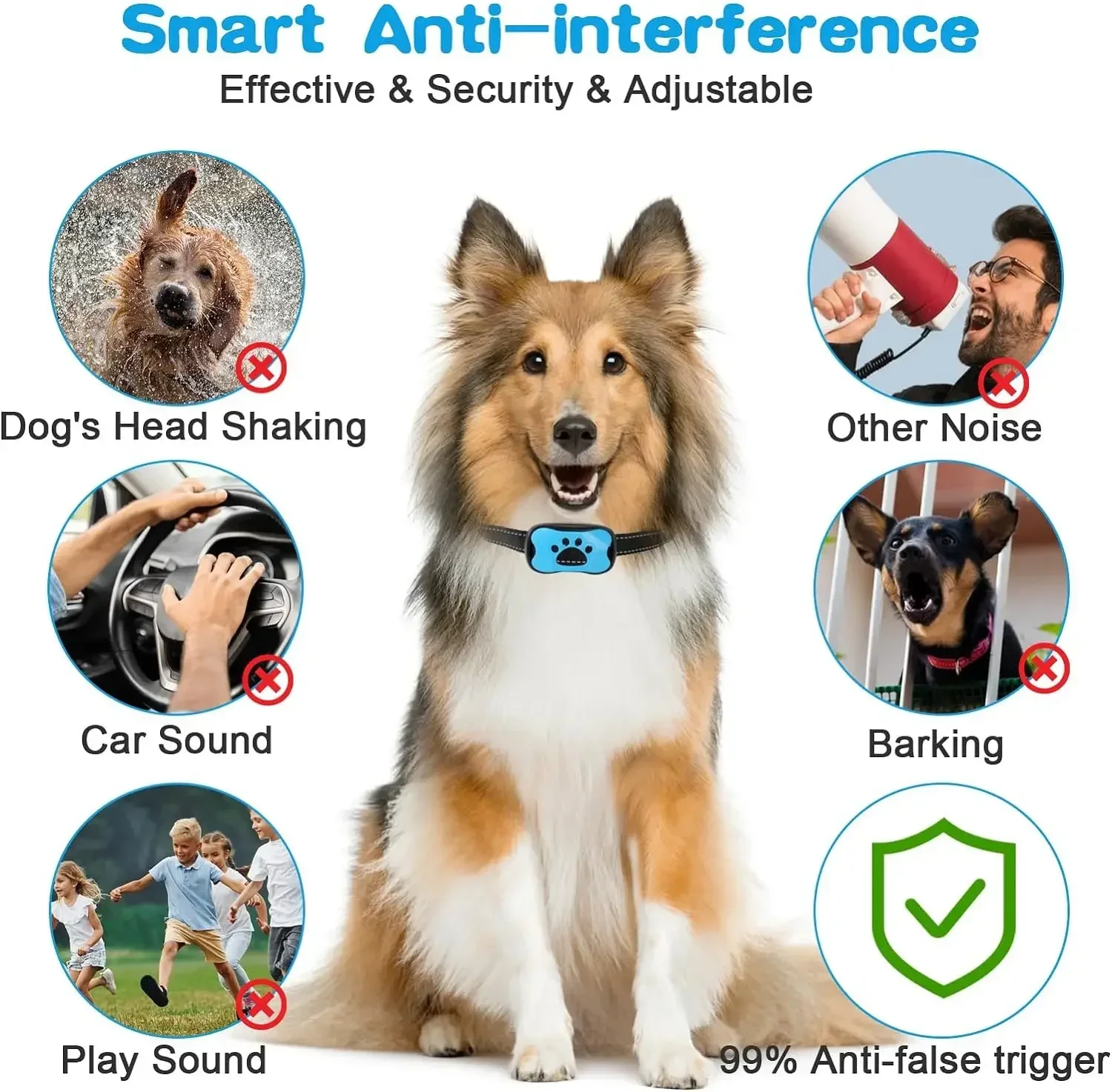 Dispositivo antiladridos para perros, Collar de entrenamiento para perros recargable por USB, Collar ultrasónico antiladridos con vibración para dejar de ladrar - Imagen 5