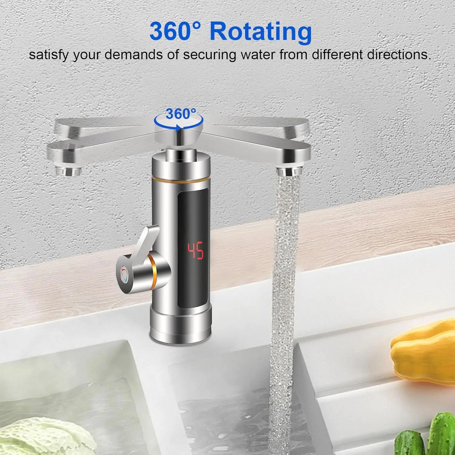 Grifo / llave calentador instantáneo eléctrico, grifo calentador de agua sin tanque, grifo de agua caliente eléctrico, pantalla LCD de temperatura - Imagen 11