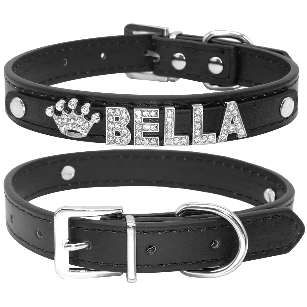 Collares para perros con diamantes de imitación ostentosos, Collar personalizado para perros pequeños, Collar para Chihuahua, dijes con nombre gratis, accesorios para mascotas - Imagen 7