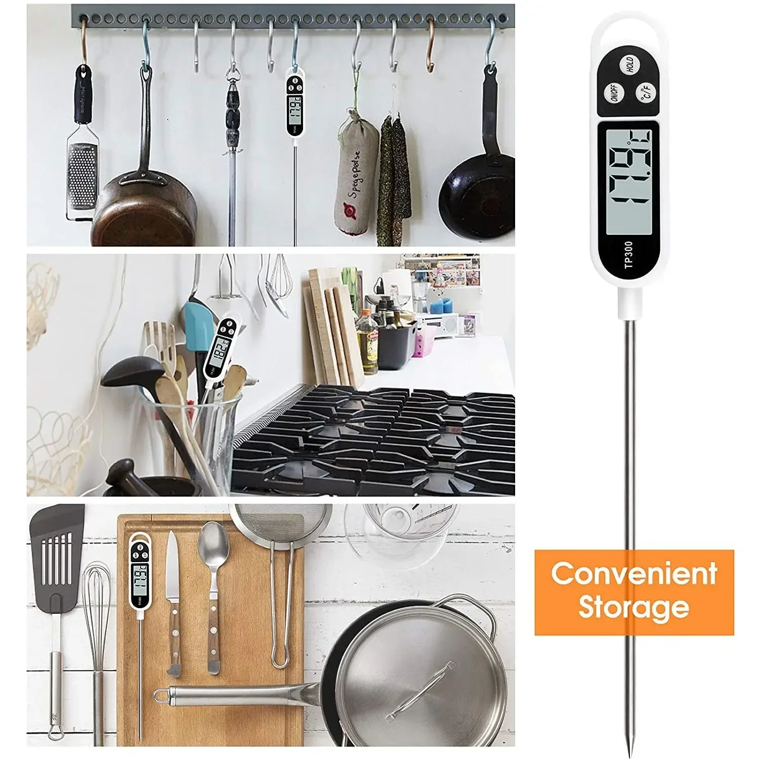 Tipo de sonda de acero inoxidable Termómetro de alimentos para el hogar Tipo de pluma Temperatura de leche Termómetro de alimentos para cocinar - Imagen 4