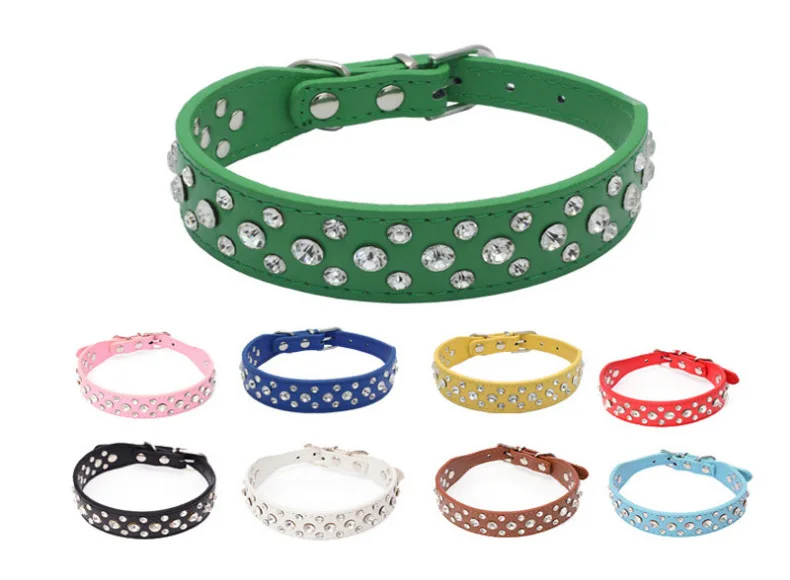 Collares para mascotas para perros pequeños, collares para mascotas, collares de PU con diamantes de imitación para perros y gatos, ajustables para evitar que los mascotas se pierdan - Imagen 20