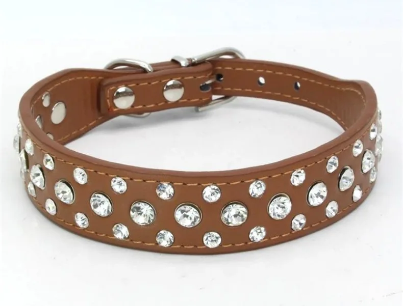 Collares para mascotas para perros pequeños, collares para mascotas, collares de PU con diamantes de imitación para perros y gatos, ajustables para evitar que los mascotas se pierdan - Imagen 15
