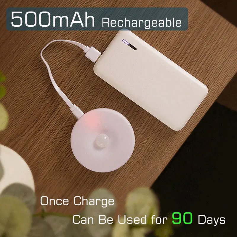 Luz nocturna recargable por USB con sensor de movimiento, lámpara LED para cocina, dormitorio, escaleras, pasillo, armario, luz nocturna - Imagen 4