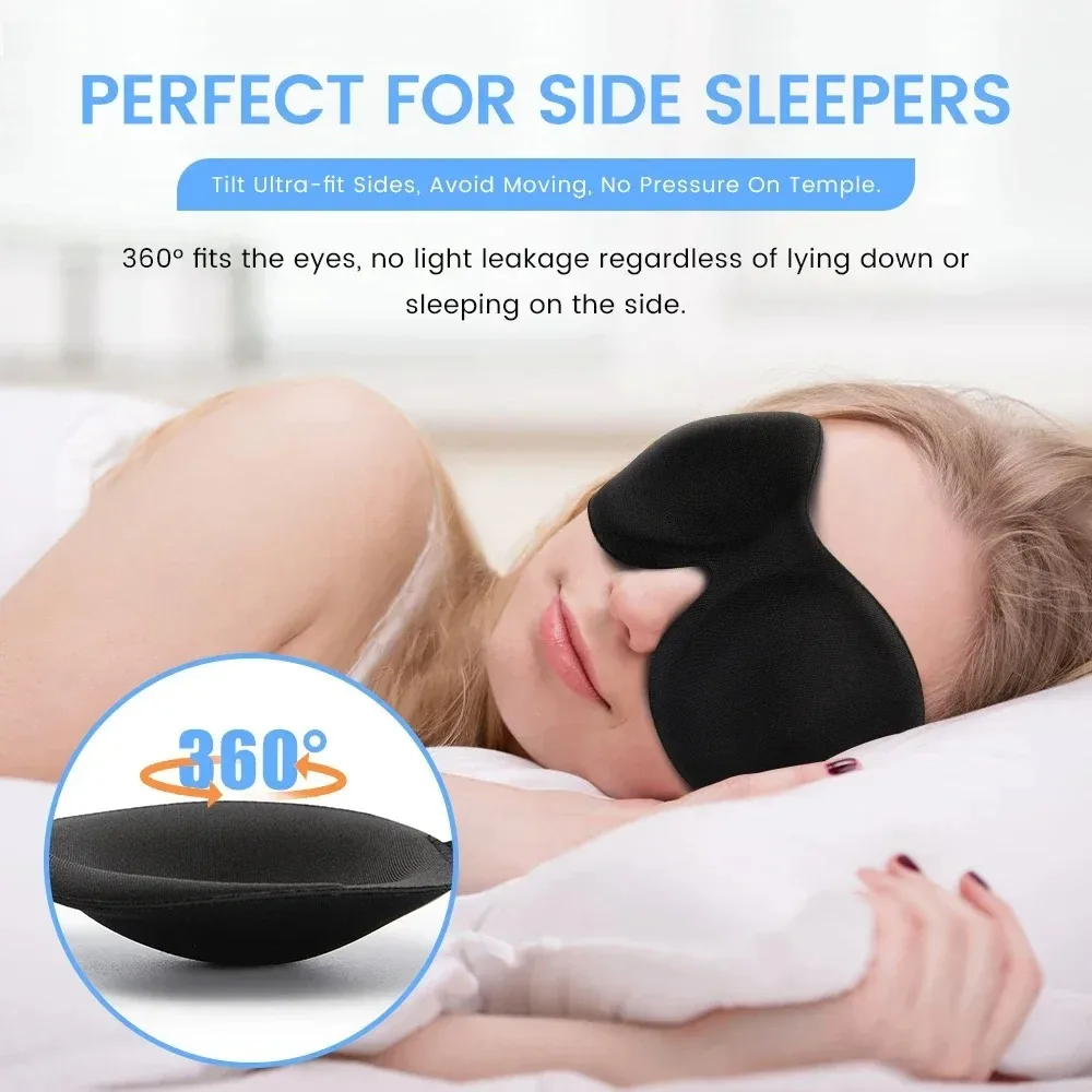 Máscara para dormir 3D con los ojos vendados, ayuda para dormir, máscara para ojos de espuma viscoelástica suave para dormir, bloqueo de viaje, cubierta para ojos ligera Slaapmasker - Imagen 8