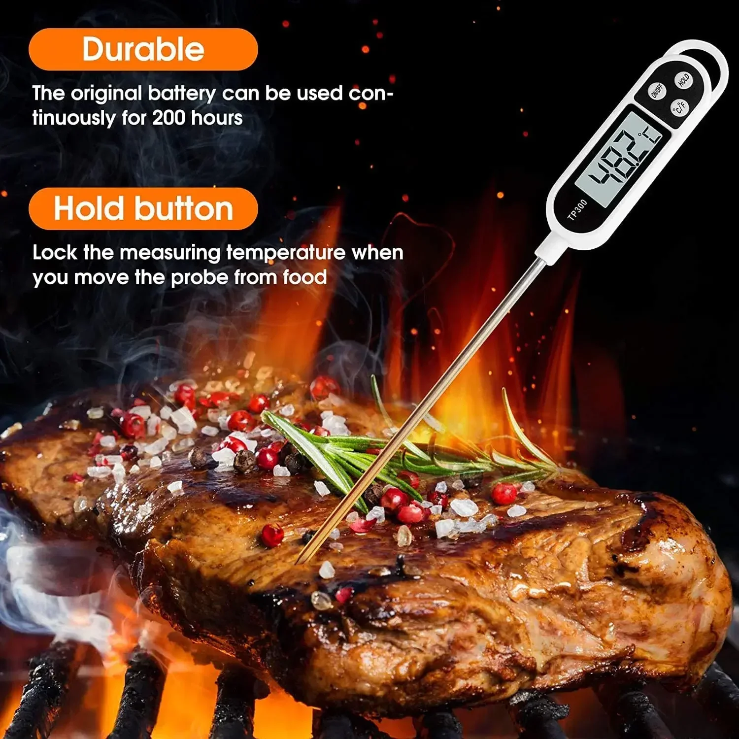 Tipo de sonda de acero inoxidable Termómetro de alimentos para el hogar Tipo de pluma Temperatura de leche Termómetro de alimentos para cocinar - Imagen 5