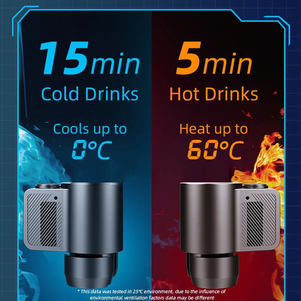 Taza de refrigeración inteligente 2 en 1 para coche, portavasos de 12V, Mini pantalla de visualización, taza de bebida, lata de bebida, taza de enfriamiento de bebidas para el hogar y el coche - Imagen 3