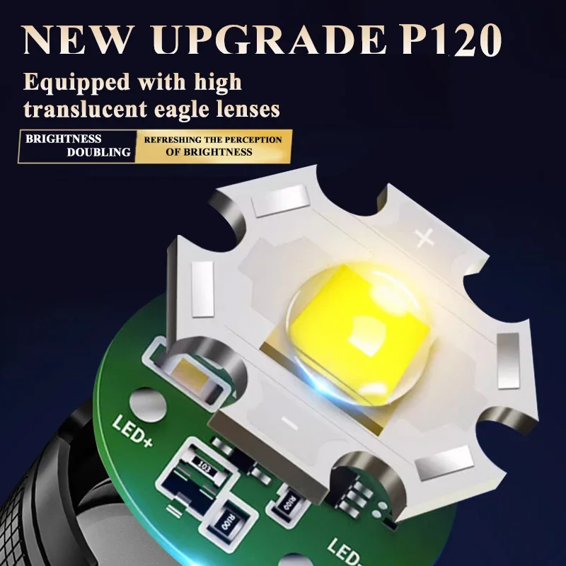 Linternas Led de alta potencia y fuerte, linterna táctica de 2000LM con luz de pantalla, carga USB, Camping, pesca, linterna con Zoom de emergencia - Imagen 14
