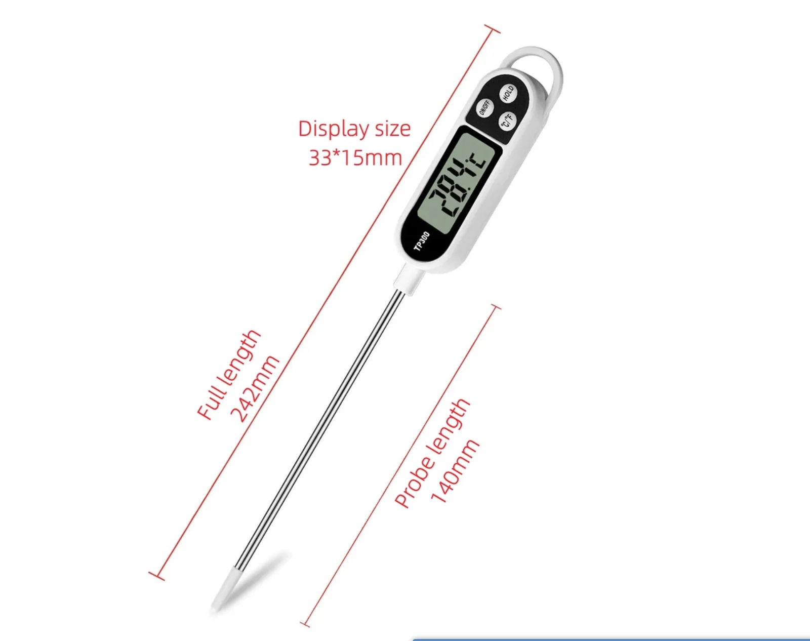 Tipo de sonda de acero inoxidable Termómetro de alimentos para el hogar Tipo de pluma Temperatura de leche Termómetro de alimentos para cocinar - Imagen 9