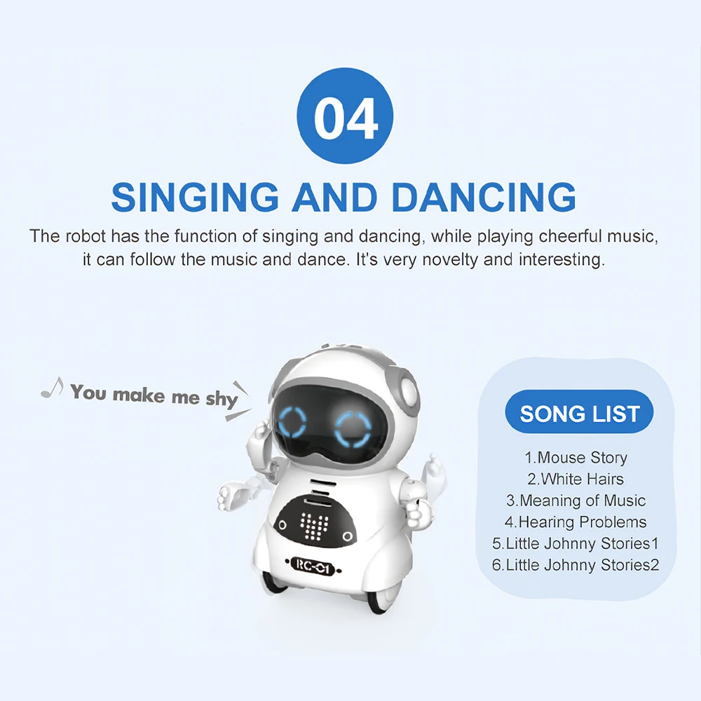 Robot de bolsillo de 939A para hablar, diálogo interactivo, reconocimiento de voz, grabación, cantar, bailar, contar historia, Mini Robot de juguete - Imagen 6