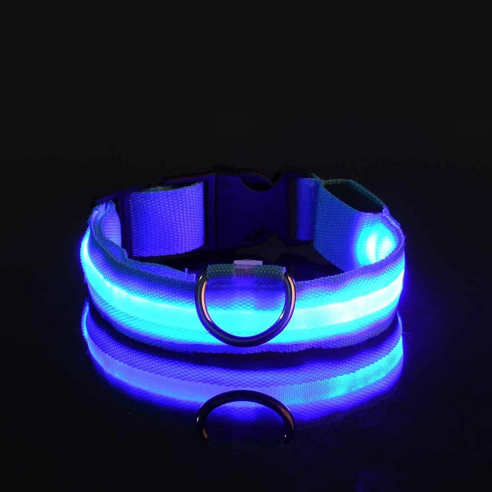 Correa LED de nailon para perro, seguridad nocturna, parpadeante, que brilla en la oscuridad, luminosa, fluorescente, para mascota - Imagen 8