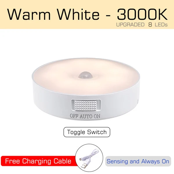 Luz nocturna recargable por USB con sensor de movimiento, lámpara LED para cocina, dormitorio, escaleras, pasillo, armario, luz nocturna - Imagen 8
