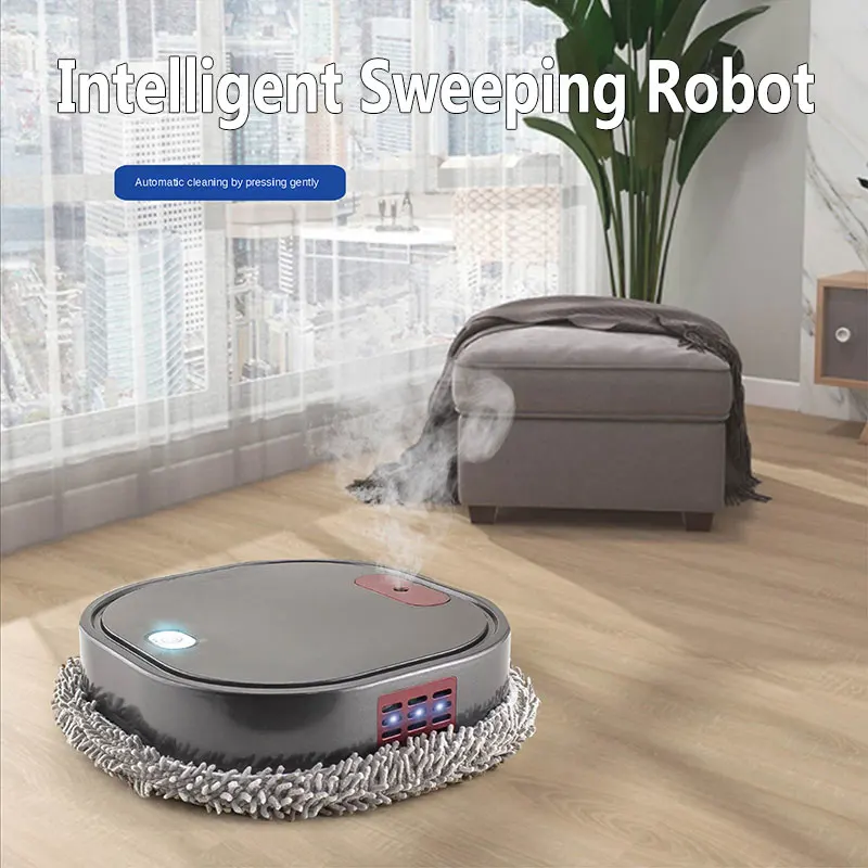 Robot aspiradora 3 en 1, fregona de barrido húmedo y seco, Robot de fregado inteligente recargable, limpiador en aerosol