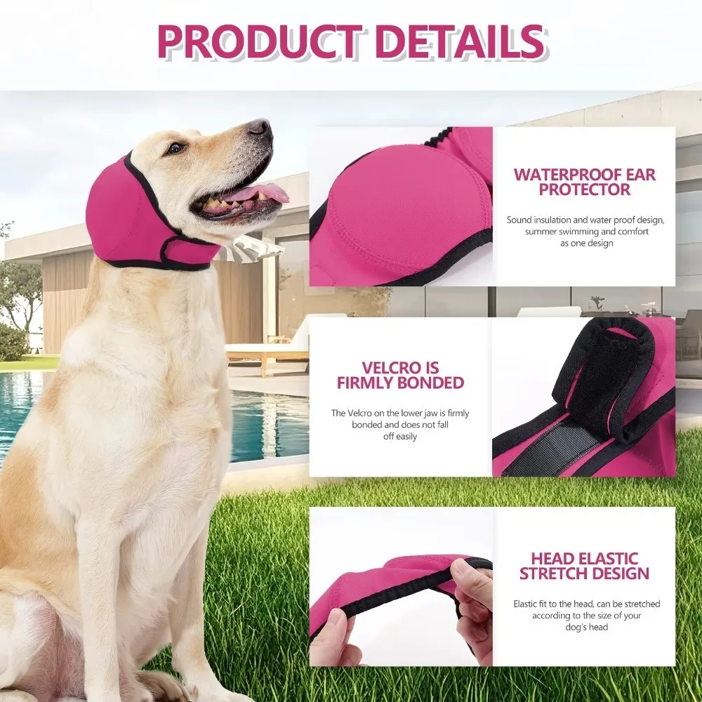 Protección auditiva para perros, orejeras calmantes con reducción de ruido, impermeable, calmante para perros, orejeras para perros a prueba de golpes - Imagen 6