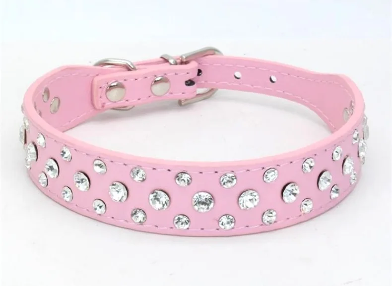 Collares para mascotas para perros pequeños, collares para mascotas, collares de PU con diamantes de imitación para perros y gatos, ajustables para evitar que los mascotas se pierdan - Imagen 14