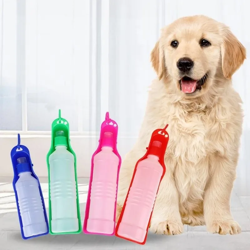 Botella de agua para perros de 250ml/500ml, botella de agua portátil de plástico para mascotas, tazón alimentador de agua potable para viajes al aire libre, cuencos plegables para perros - Imagen 3