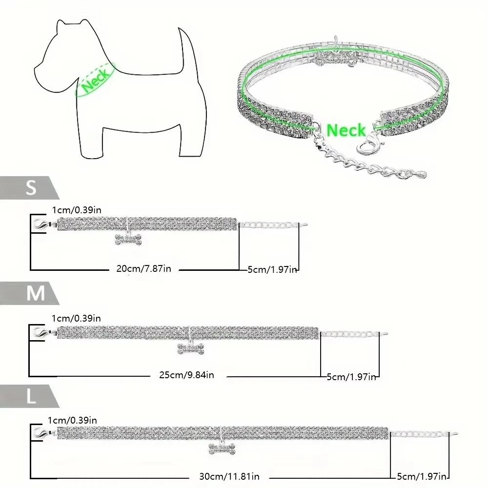 Collar ajustable para mascotas Bling Bone para perros pequeños y gatos, accesorio bonito y elegante para cachorros, añade estilo y glamour - Imagen 5