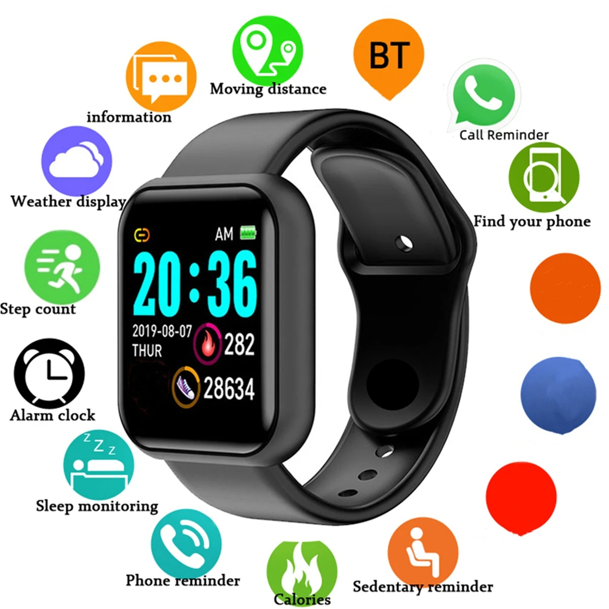 Reloj inteligente 116Plus D13 Y68 pulsera deportiva correr Monitor de Fitness seguimiento mensaje de ritmo cardíaco recordatorio hombres reloj inteligente mujer - Imagen 14