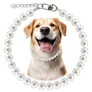 Collar de perlas para perros de 12-22 pulgadas, Collar de perlas ajustable y elegante para mascotas, accesorios para collares de joyería para perros pequeños, medianos y grandes