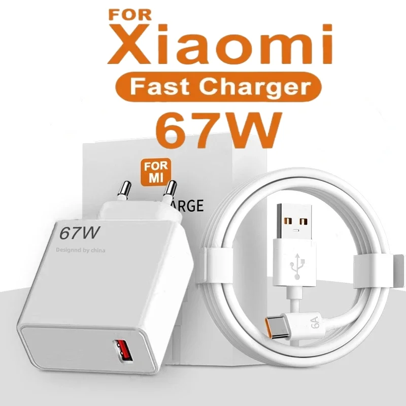 Cargador rápido USB de 67W, Cable de carga tipo C Turbo para Xiaomi 14, 13, 12, 11, 10, Ultra Redmi Note 12T, 13 Pro