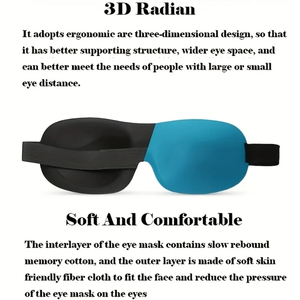 Máscara para dormir 3D con los ojos vendados, ayuda para dormir, máscara para ojos de espuma viscoelástica suave para dormir, bloqueo de viaje, cubierta para ojos ligera Slaapmasker - Imagen 9