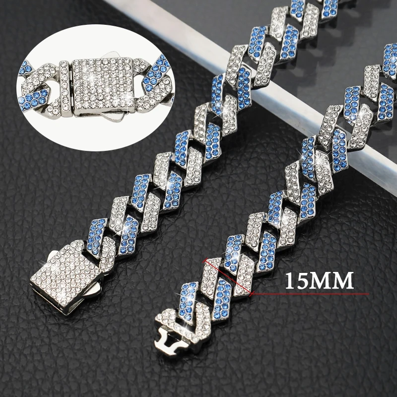 Collar de cadena de perro con diamantes, cadenas cubanas de oro para perros y gatos, joyería ostentosa de 15MM, Collar de lujo - Imagen 5