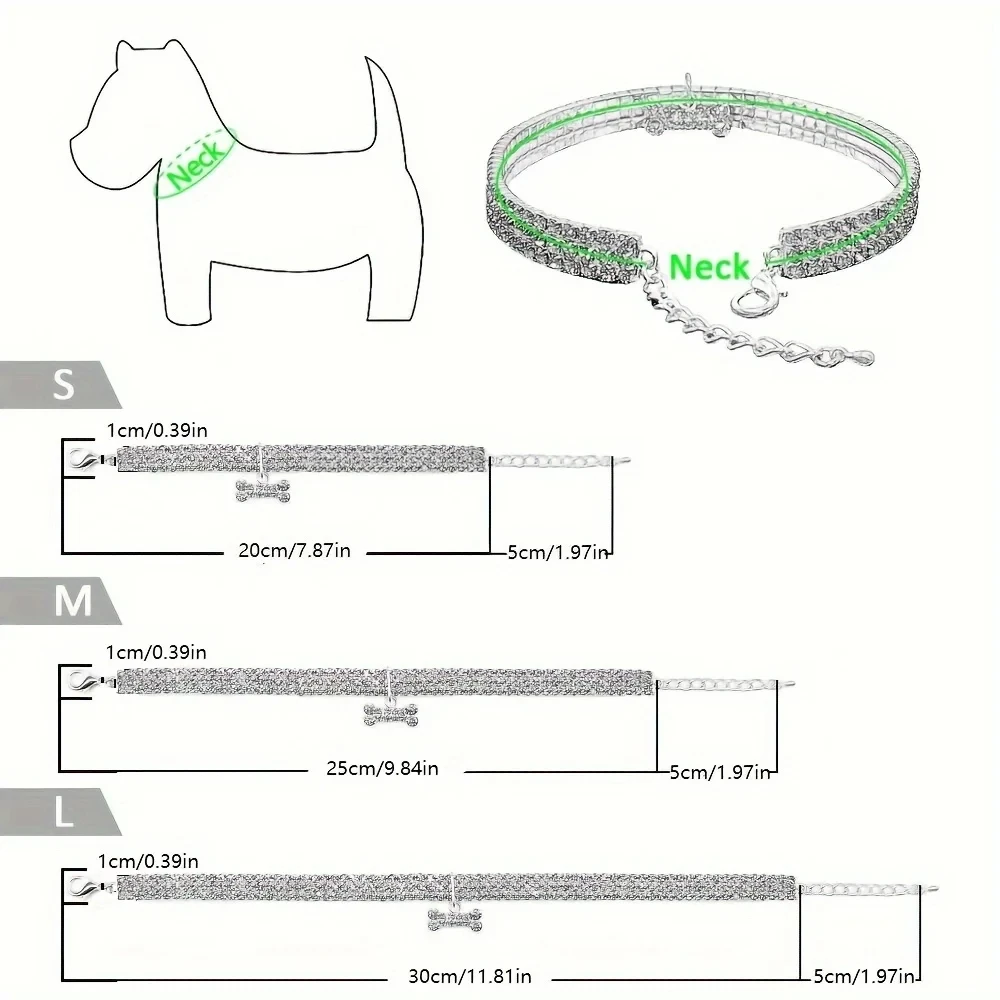 Collar ajustable para mascotas Bling Bone para perros pequeños y gatos, accesorio bonito y elegante para cachorros, añade estilo y glamour - Imagen 9