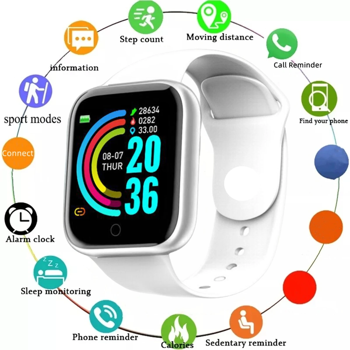 Reloj inteligente 116Plus D13 Y68 pulsera deportiva correr Monitor de Fitness seguimiento mensaje de ritmo cardíaco recordatorio hombres reloj inteligente mujer - Imagen 7