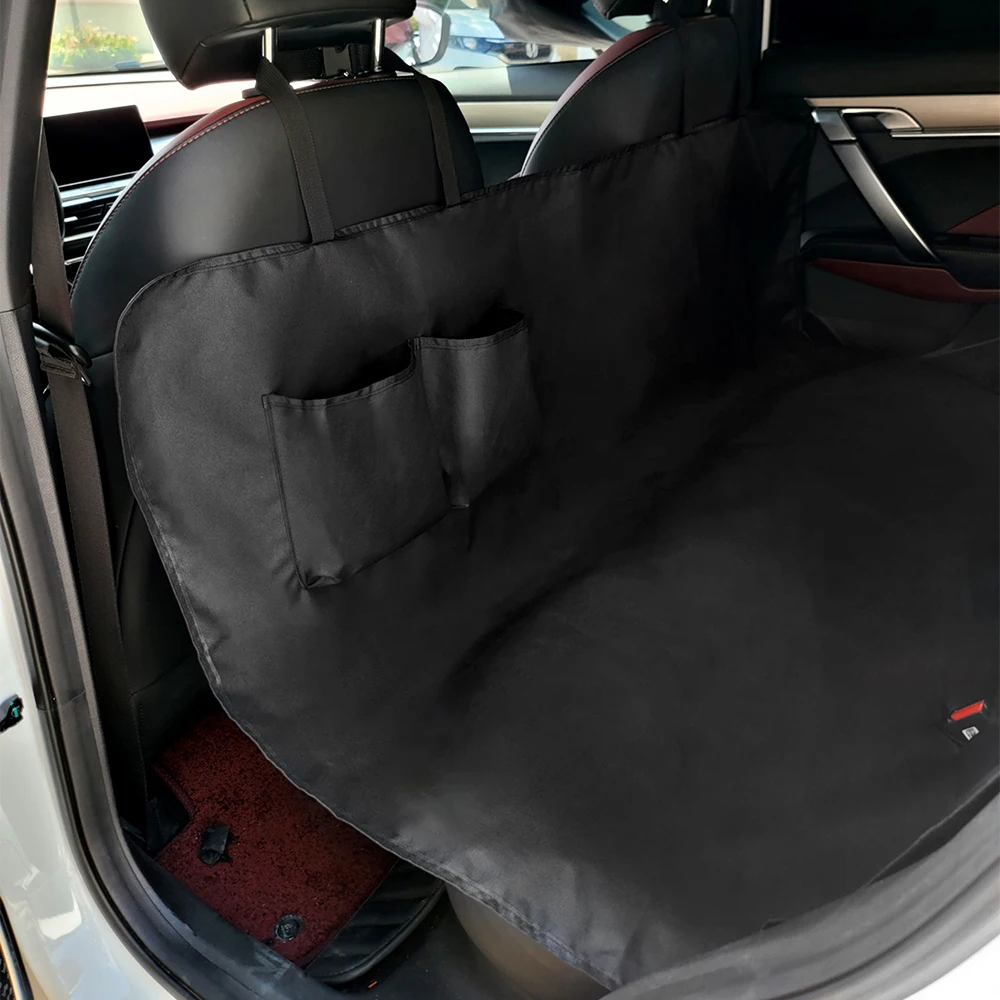 Funda de asiento de coche para perro de tela Oxford 600D, impermeable, para viaje, hamaca, estera protectora para asiento de coche con bolsillo de almacenamiento - Imagen 2