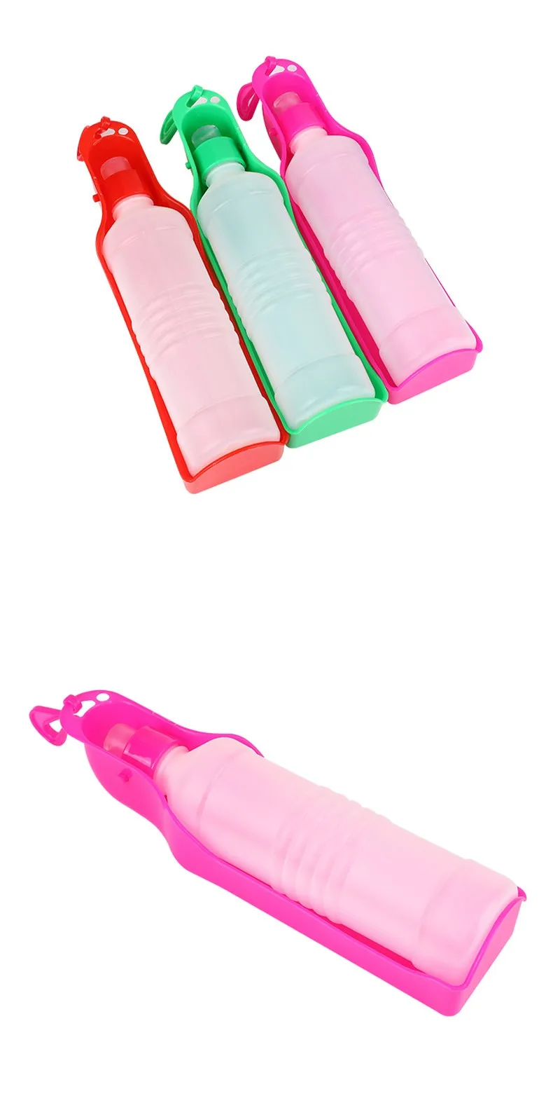 Botella de agua para perros de 250ml/500ml, botella de agua portátil de plástico para mascotas, tazón alimentador de agua potable para viajes al aire libre, cuencos plegables para perros - Imagen 16