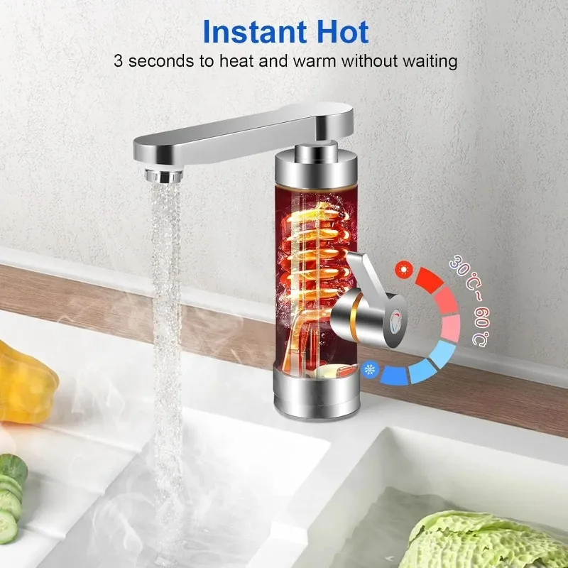 Grifo / llave calentador instantáneo eléctrico, grifo calentador de agua sin tanque, grifo de agua caliente eléctrico, pantalla LCD de temperatura - Imagen 4