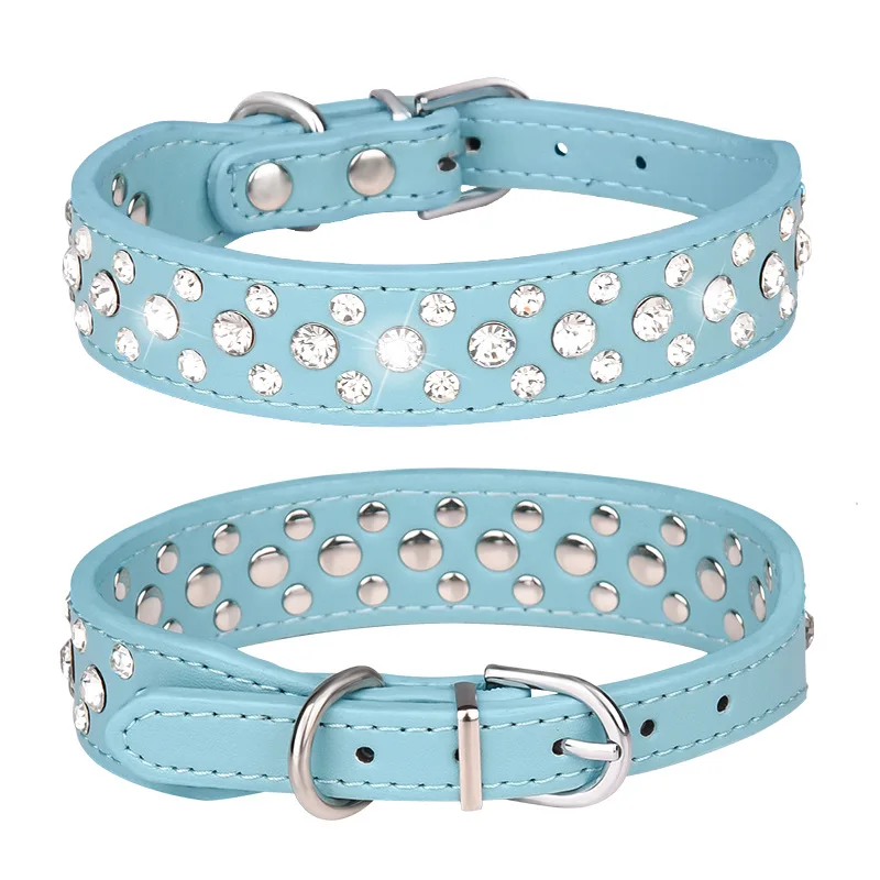 Collares para mascotas para perros pequeños, collares para mascotas, collares de PU con diamantes de imitación para perros y gatos, ajustables para evitar que los mascotas se pierdan - Imagen 6
