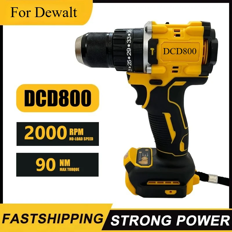 Taladro eléctrico inalámbrico DCD800 de 2000RPM, destornillador de impacto sin escobillas de 1/2 pulgadas, herramientas eléctricas de litio para batería Dewalt de 20V - Imagen 8