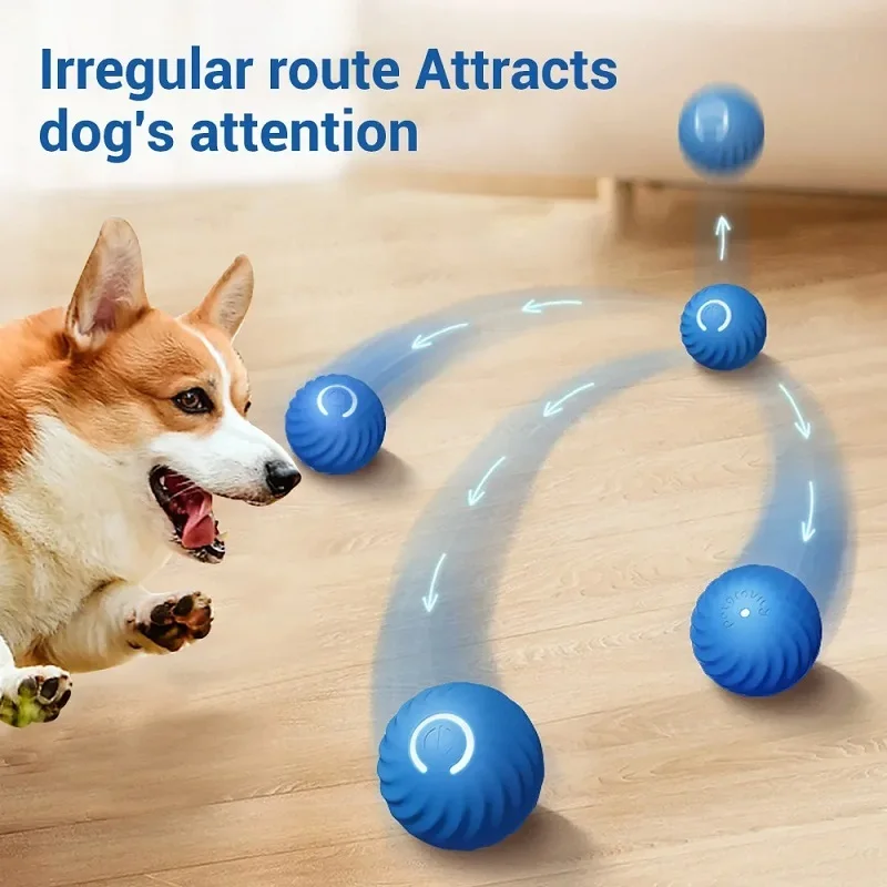 Pelota de juguete para perros, pelota rodante que rebota en movimiento automático, USB, cachorro inteligente, pelota interactiva de juguete para masticar para perros - Imagen 11