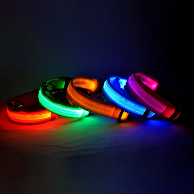 Correa LED de nailon para perro, seguridad nocturna, parpadeante, que brilla en la oscuridad, luminosa, fluorescente, para mascota - Imagen 6