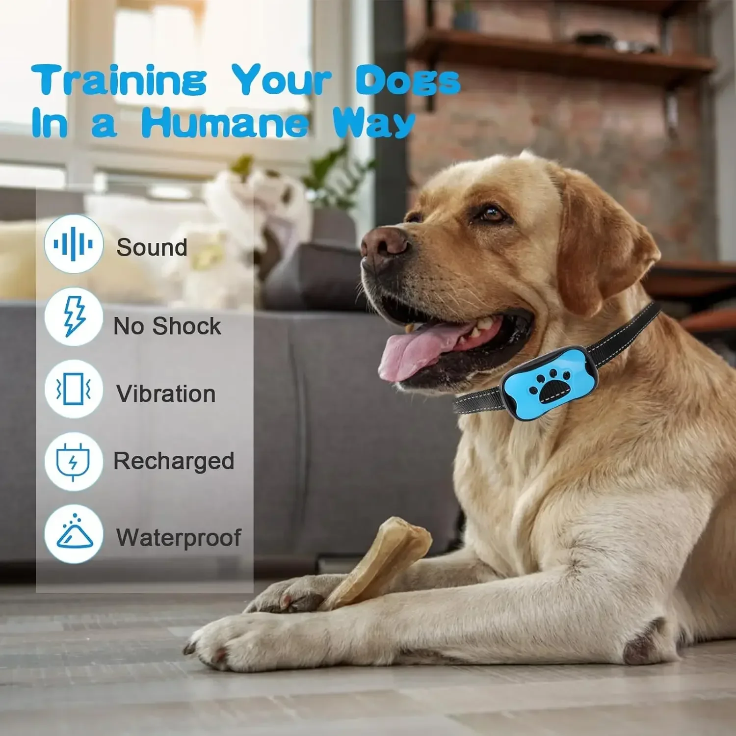 Dispositivo antiladridos para perros, Collar de entrenamiento para perros recargable por USB, Collar ultrasónico antiladridos con vibración para dejar de ladrar - Imagen 2