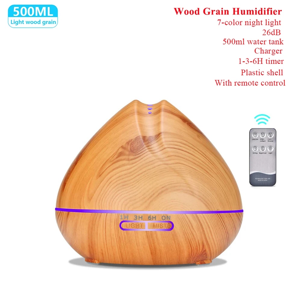 Difusor de aceites esenciales aromaterapia Humidificador de aire ultrasónico Control remoto automático Humidificador 300 500 1000ml - Imagen 11