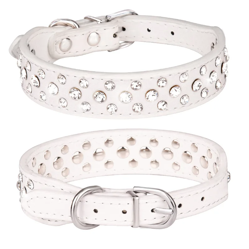 Collares para mascotas para perros pequeños, collares para mascotas, collares de PU con diamantes de imitación para perros y gatos, ajustables para evitar que los mascotas se pierdan - Imagen 8