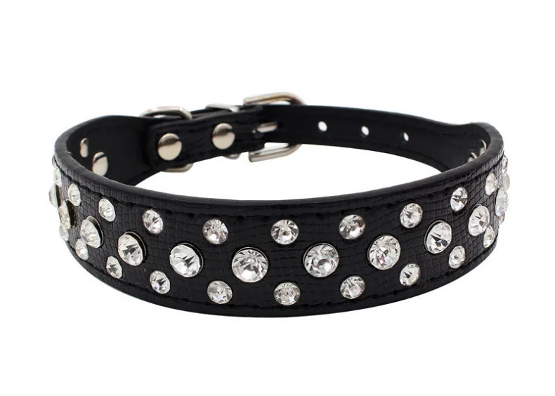 Collares para mascotas para perros pequeños, collares para mascotas, collares de PU con diamantes de imitación para perros y gatos, ajustables para evitar que los mascotas se pierdan - Imagen 24